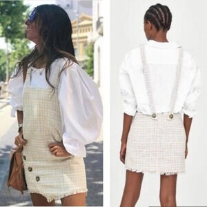 Zara Pastel Tweed Overall  Jumper Mini Dress Bloggers Fav Size Medium